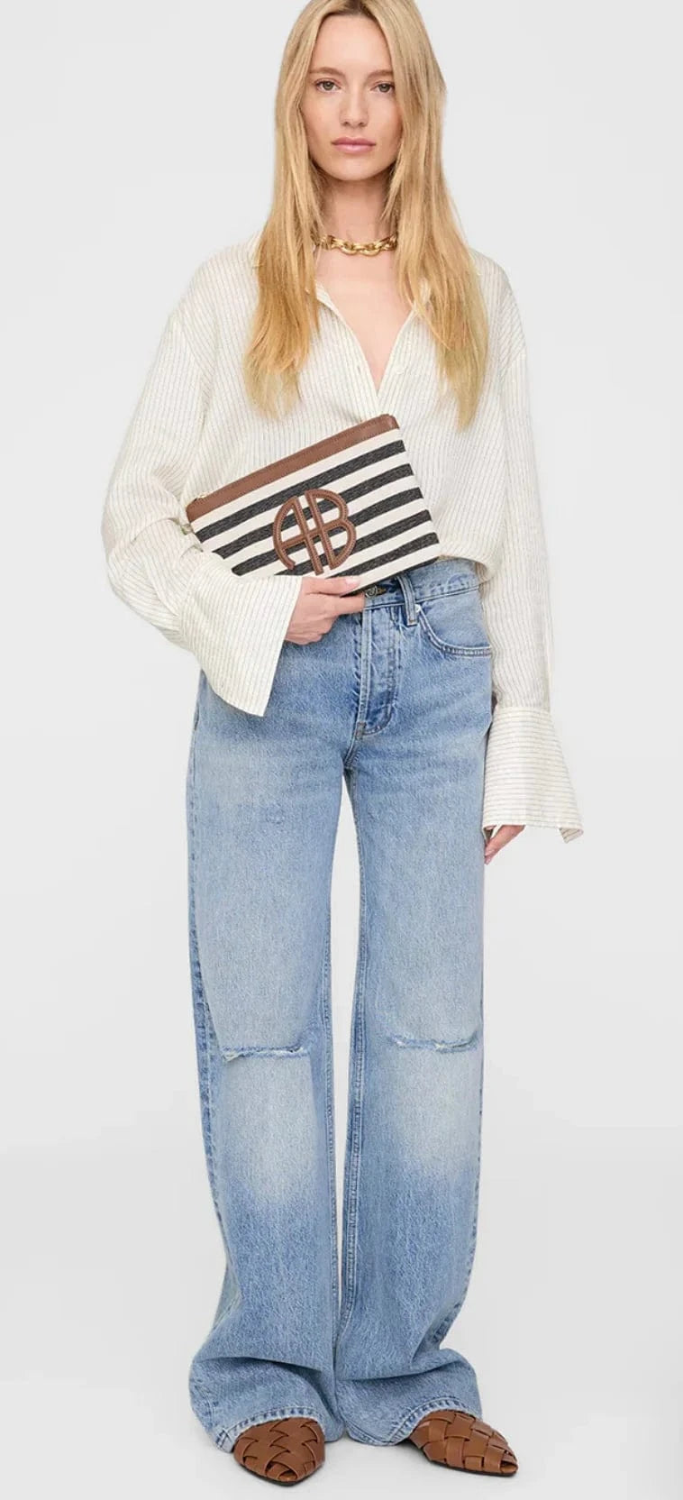 Anine Bing Bags Anine Bing | Lili Pouch - Black/ Natural Stripe
