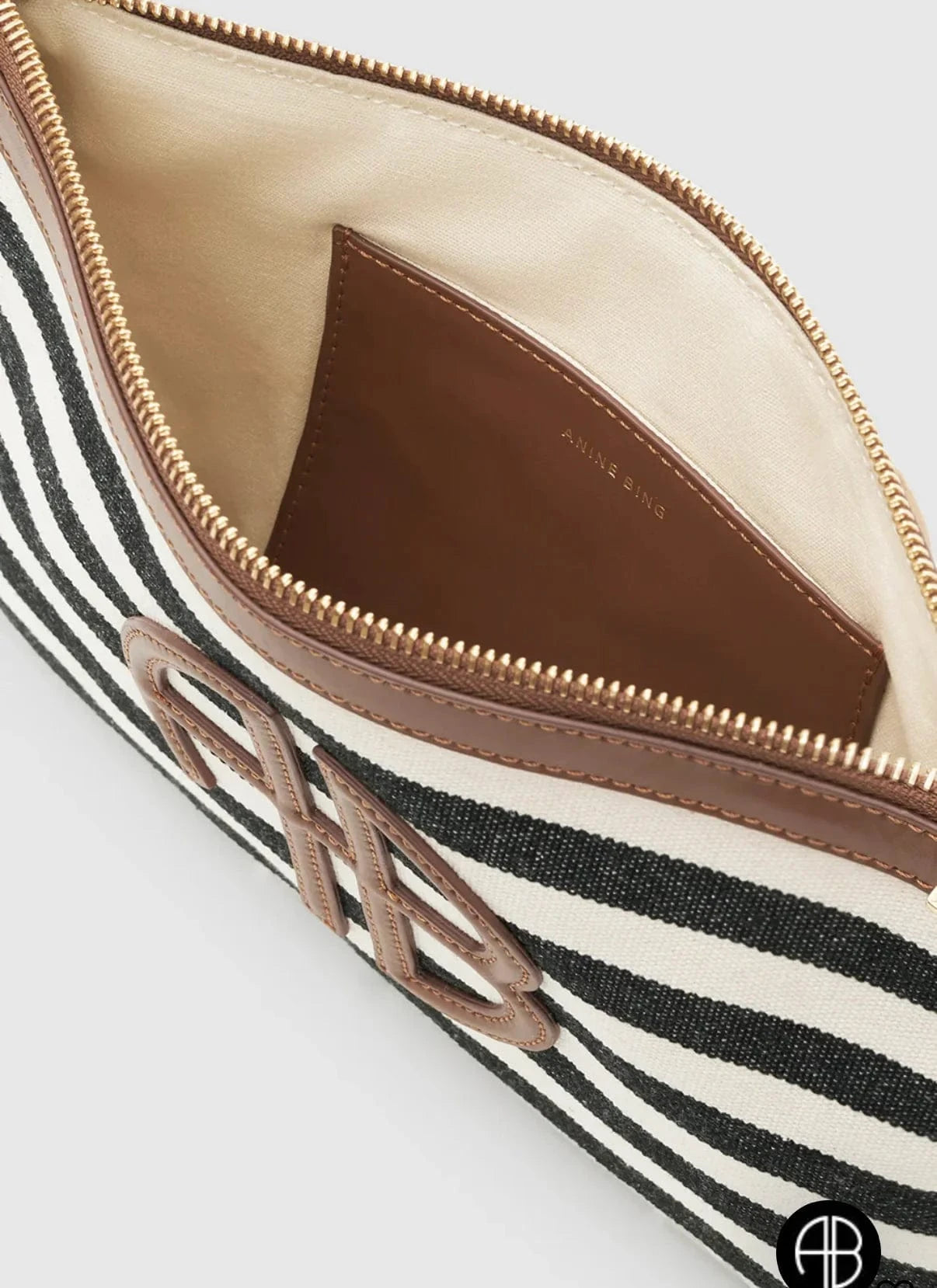 Anine Bing Bags Anine Bing | Lili Pouch - Black/ Natural Stripe