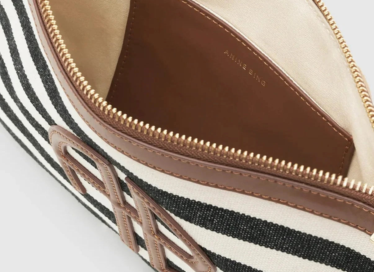 Anine Bing Bags Anine Bing | Lili Pouch - Black/ Natural Stripe