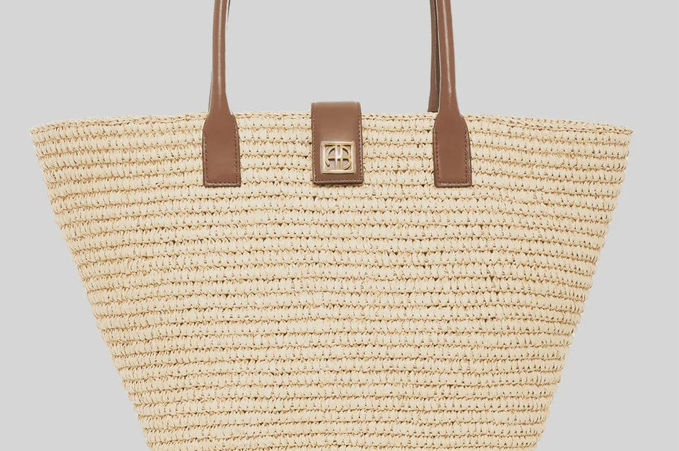 Anine Bing Bags Anine Bing | Lou Tote Monogram - Natural with Cognac