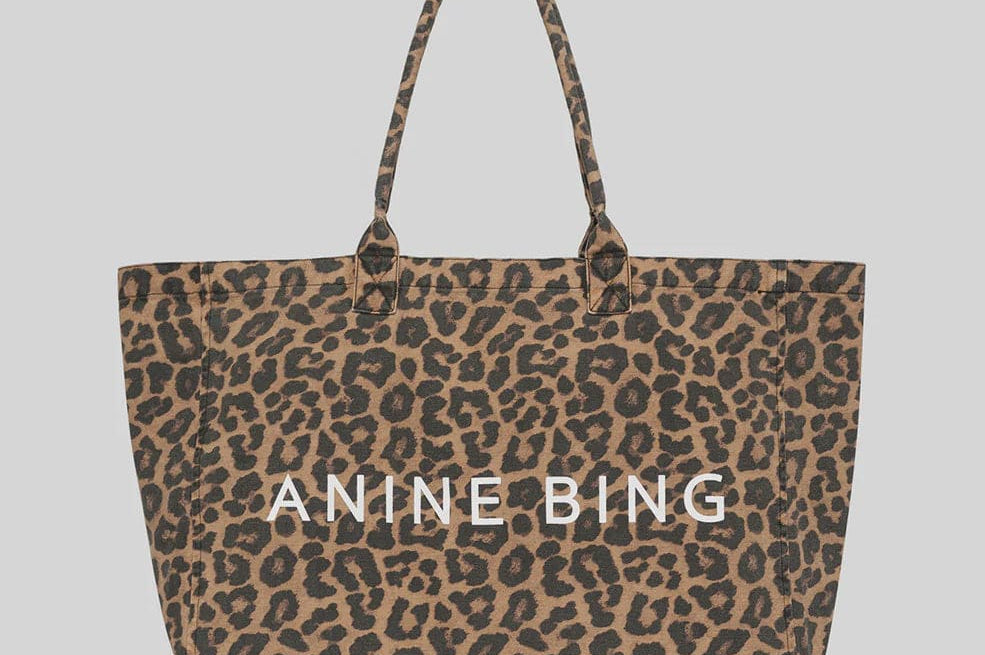 Anine Bing Bags Leo Canvas Tote - Black and Brown Leopard *Pre-order*