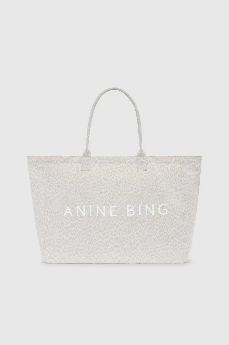 Anine Bing Bags Leo Canvas Tote - Washed White Leopard