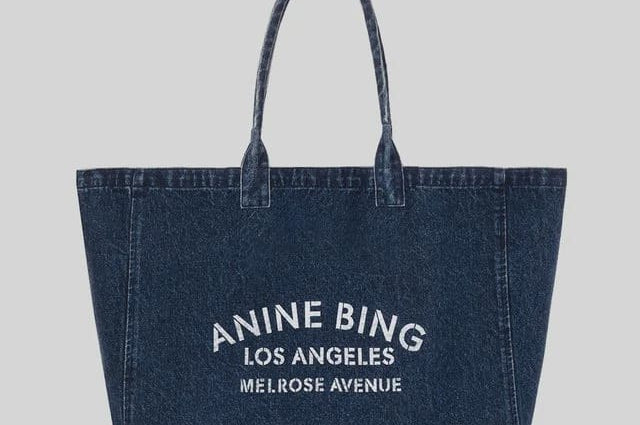 Anine Bing Bags Leo Denim Tote - Ink blue