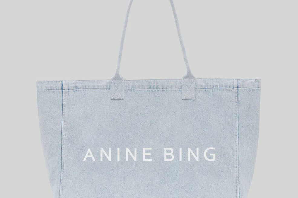 Anine Bing Bags Leo Denim Tote - Lucid Blue