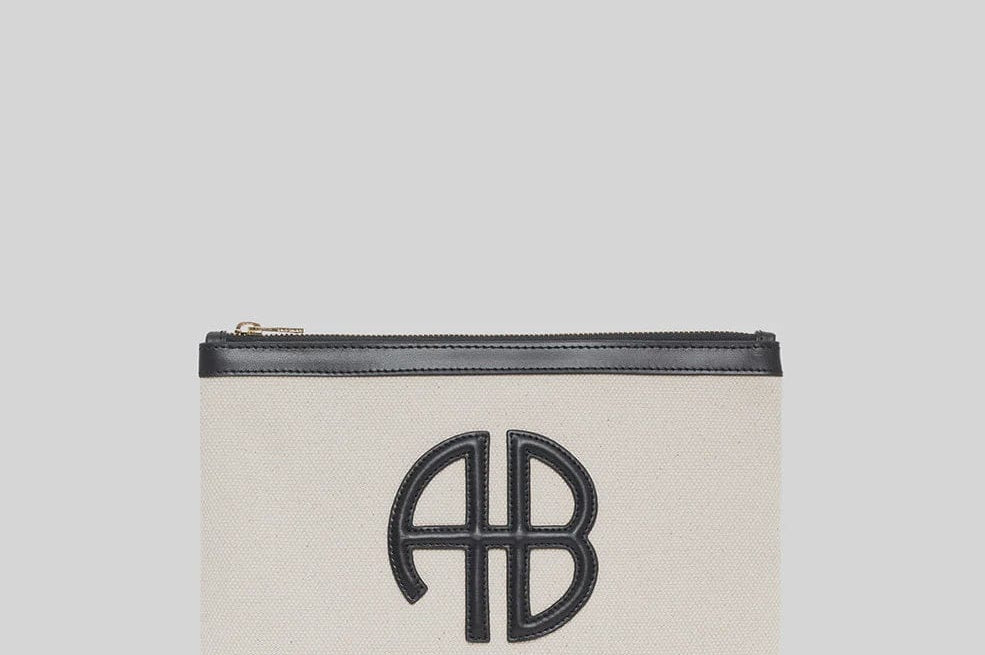 Anine Bing Bags Lili Pouch - Natural Canvas With Black