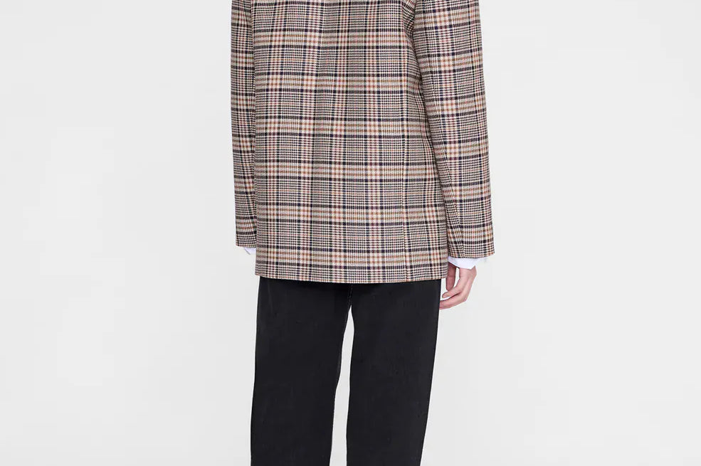 Anine Bing Blazers Quinn Blazer - Beige and Navy Checks