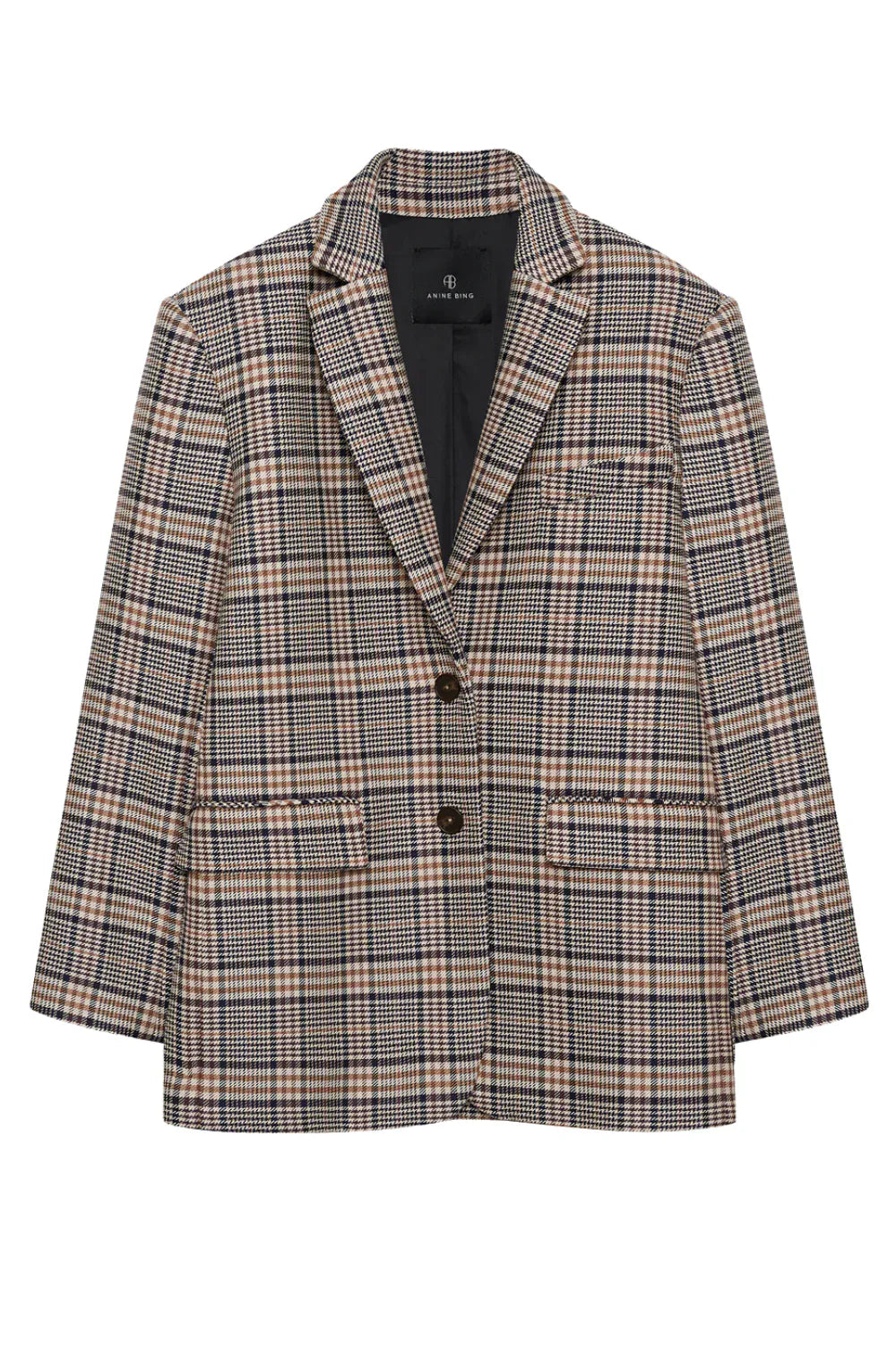 Anine Bing Blazers Quinn Blazer - Beige and Navy Checks