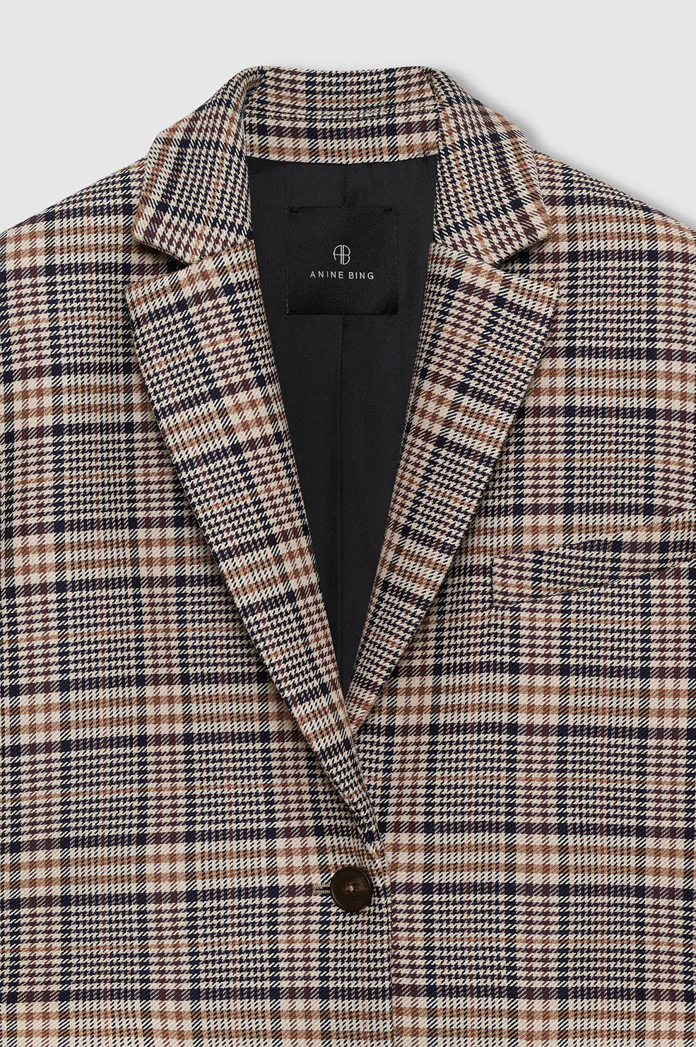 Anine Bing Blazers Quinn Blazer - Beige and Navy Checks