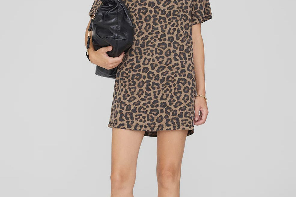 Anine Bing Dresses - Casual Beth Mini Dress - Black And Brown Leopard