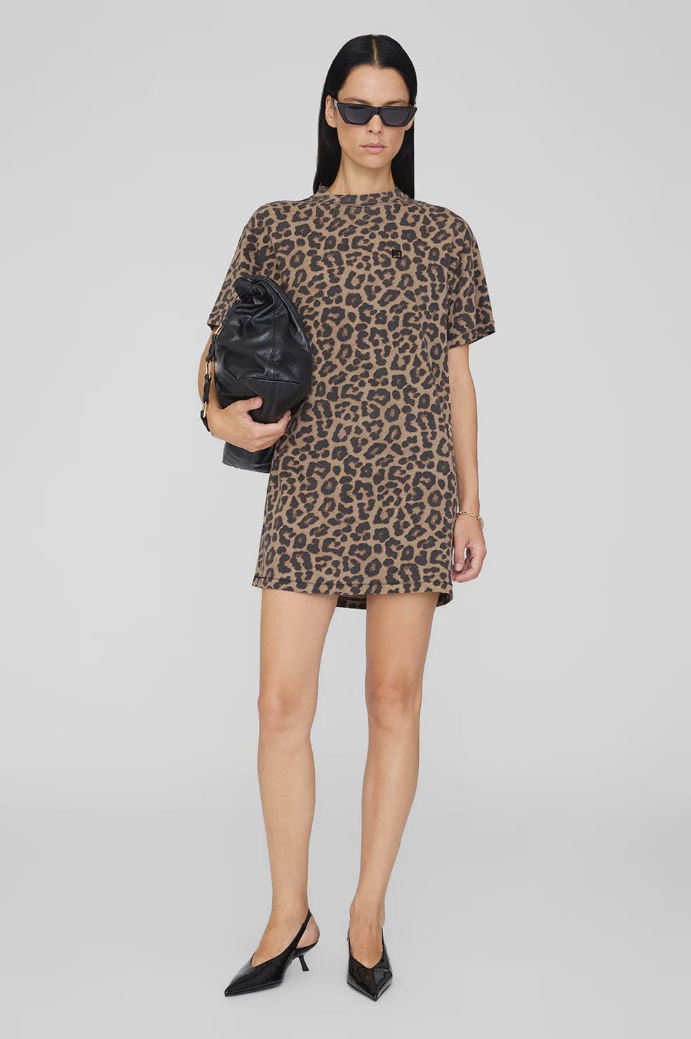 Anine Bing Dresses - Casual Beth Mini Dress - Black And Brown Leopard