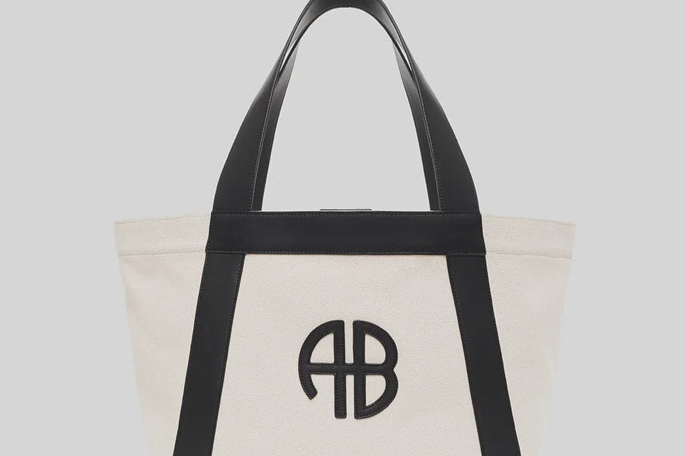 Anine Bing Handbags - Large Anine Bing | Cara Tote - Natural Canvas with Black