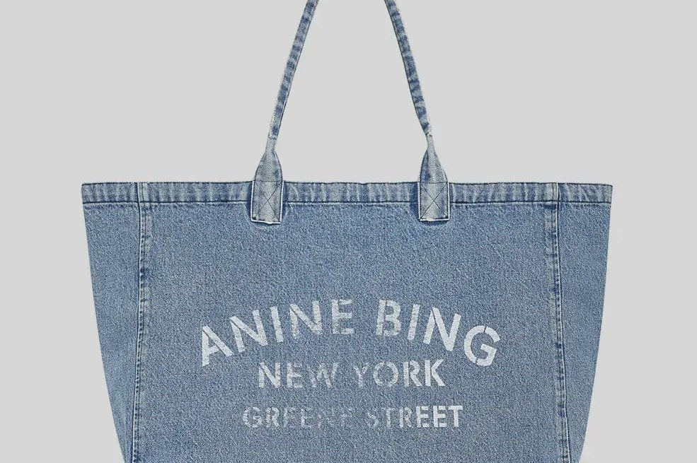 Anine Bing Handbags - Large Leo Denim Tote - Shadow Blue
