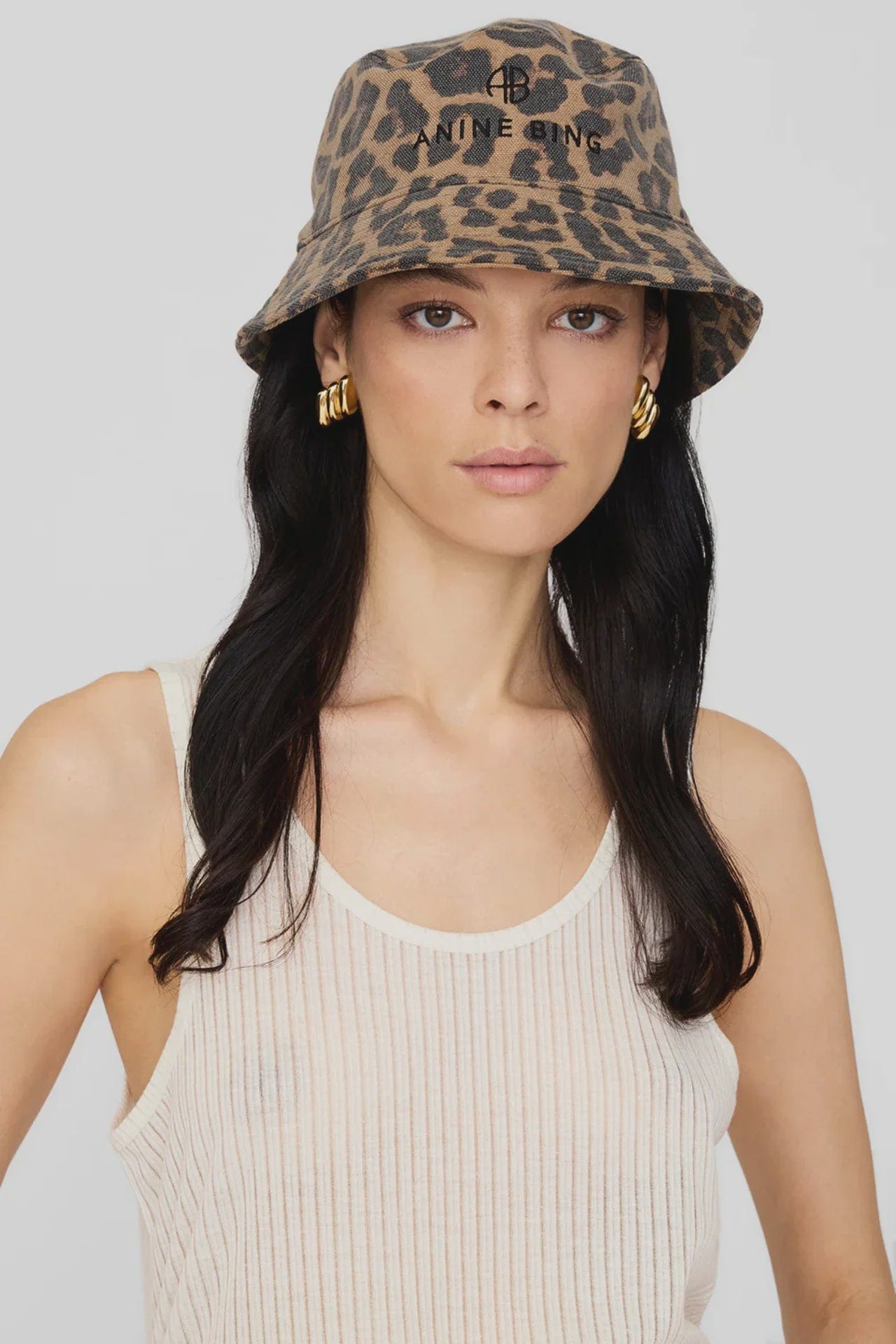 Anine Bing Hats/Headpieces Nicks Bucket Hat - Black and Brown Leopard
