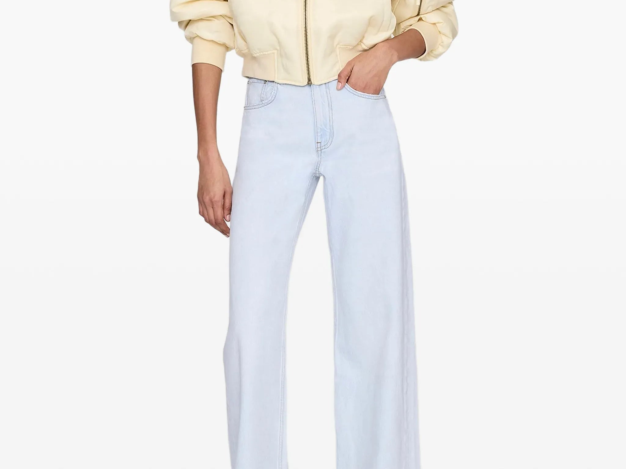 Anine Bing Jackets Cropped Leon Bomber - Butter Yellow