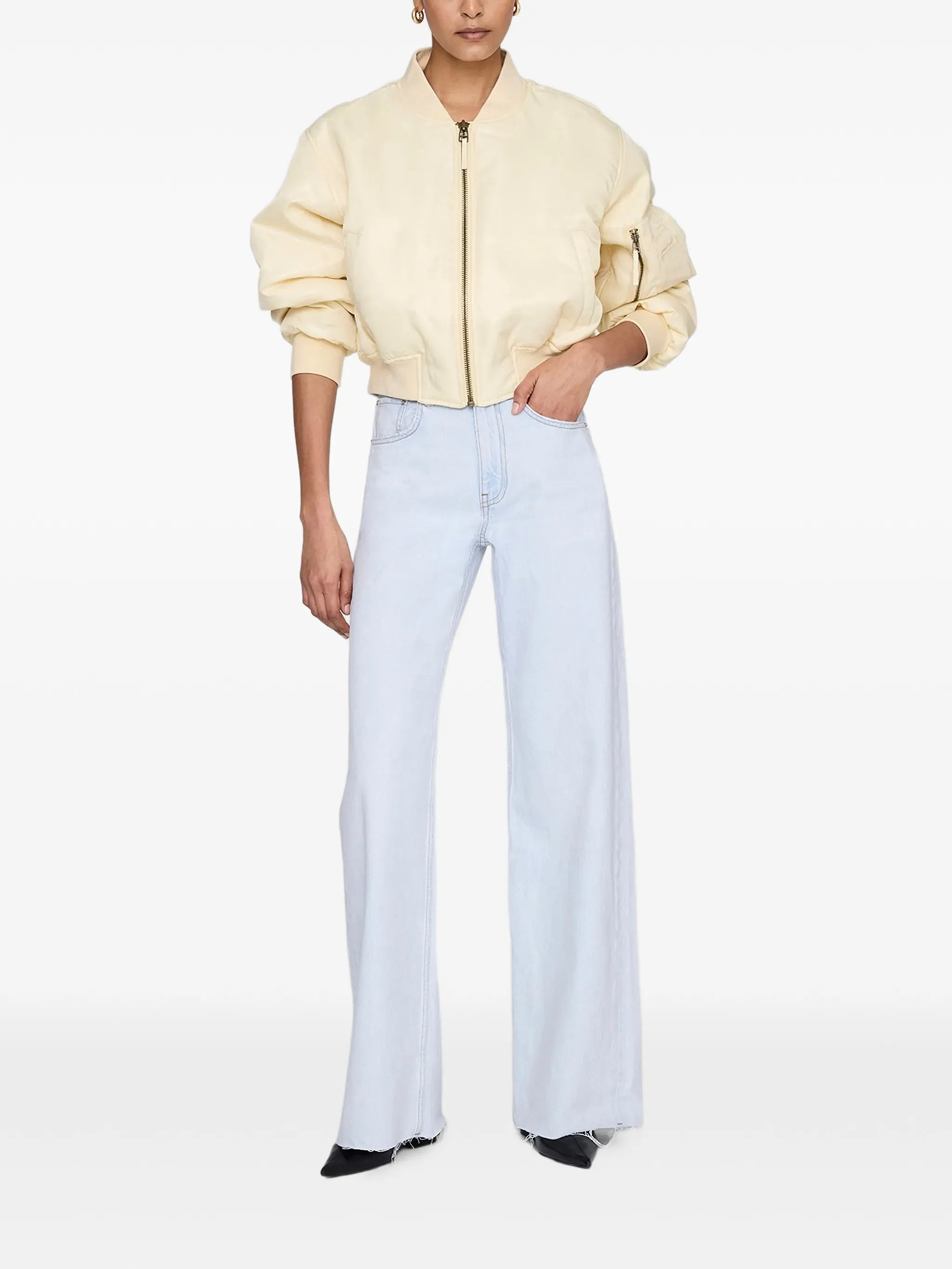 Anine Bing Jackets Cropped Leon Bomber - Butter Yellow