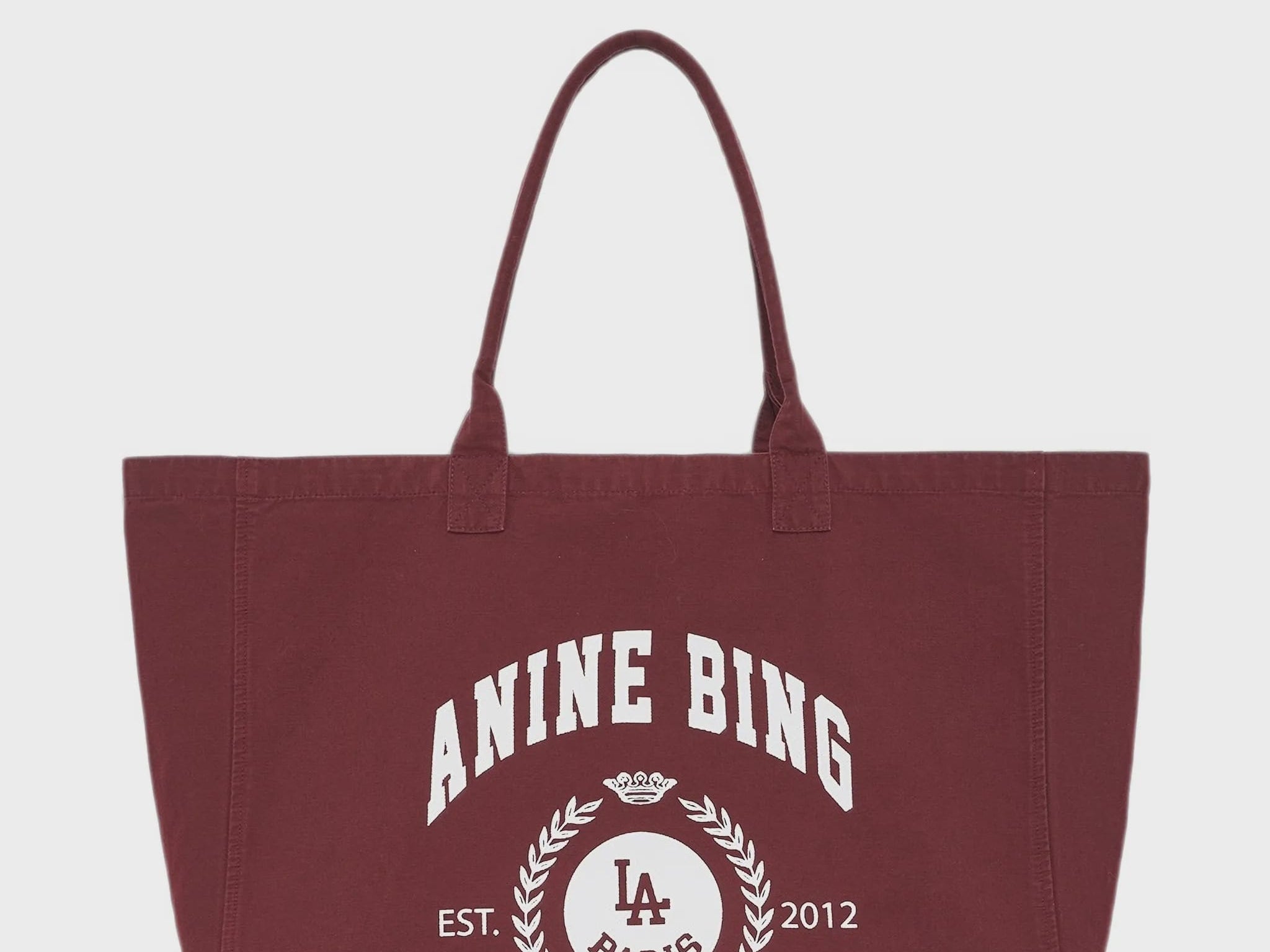 Anine Bing Leo Canvas Tote Collegiate - Fig
