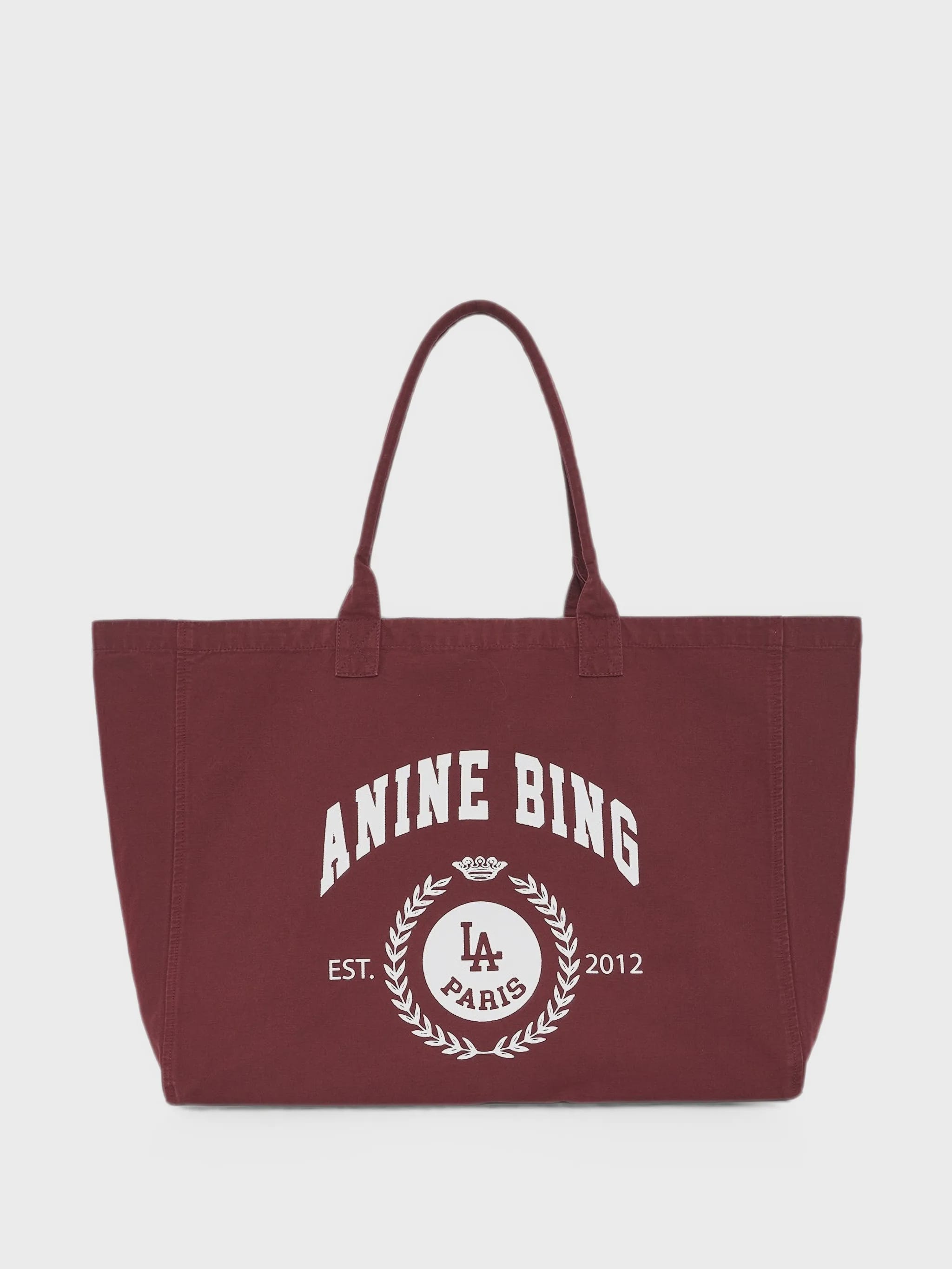 Anine Bing Leo Canvas Tote Collegiate - Fig