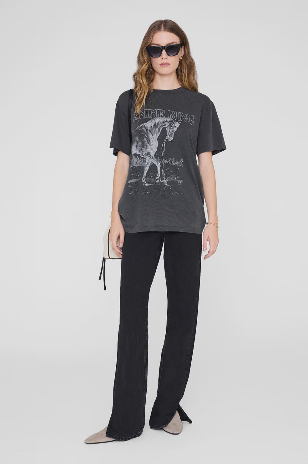 Anine Bing Lili Tee Horse - Washed Black