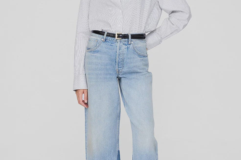 Anine Bing Shirts - Tailored Essie Shirt - White/ Navy Stripe *Pre-order*