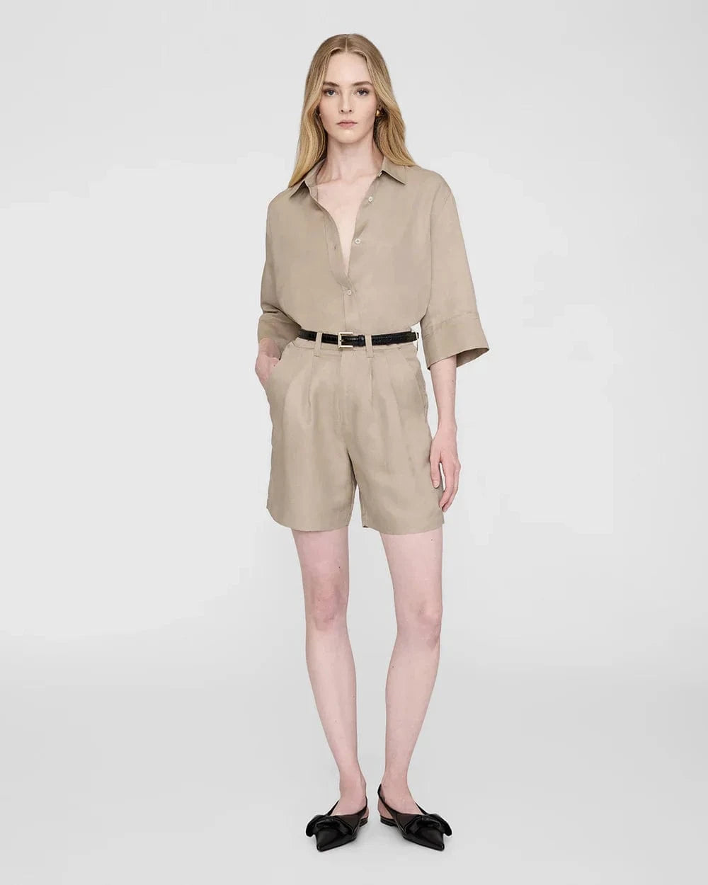 Anine Bing Shorts - Tailored Anine Bing | Carrie Short - Oatmeal