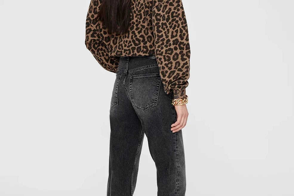 Anine Bing Sweaters Anine Bing | Miles Sweatshirt - Black and Brown Leopard *Pre-order*