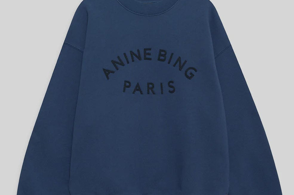 Anine Bing Sweaters Jaci Sweatshirt Paris - Washed Navy *Pre-order*