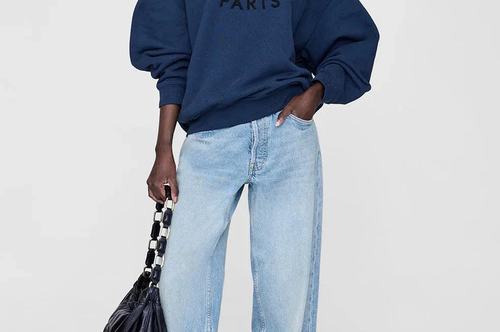 Anine Bing Sweaters Jaci Sweatshirt Paris - Washed Navy *Pre-order*