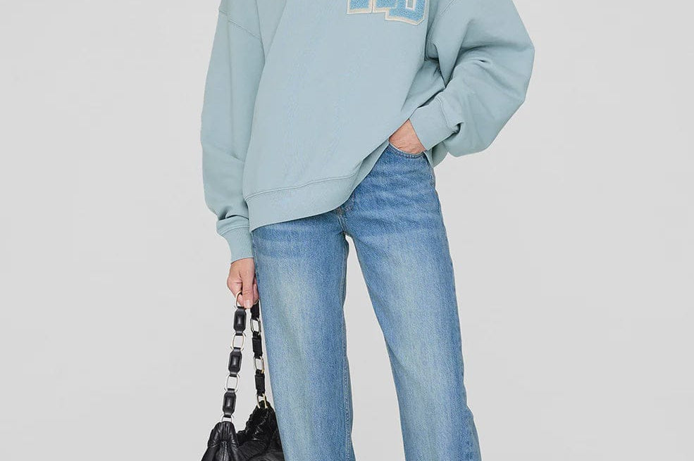 Anine Bing Sweaters Miles Oversized Sweatshirt Letterman - Pastel Blue