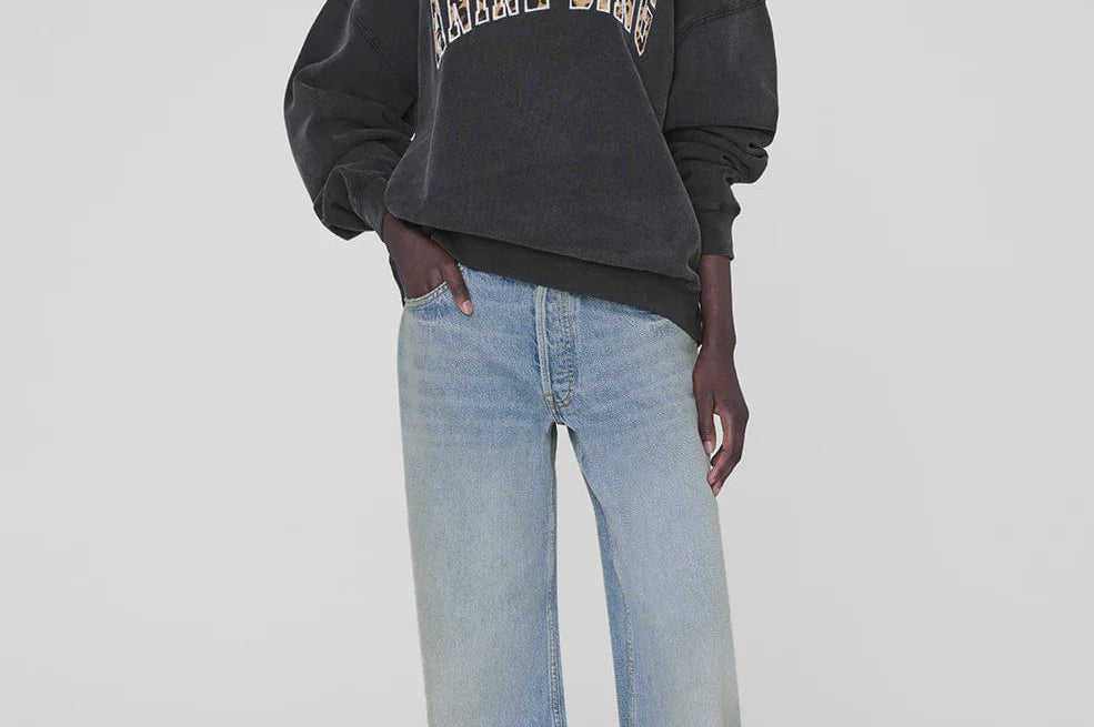 Anine Bing Sweaters Miles Sweatshirt Anine Bing Leopard - Washed Black