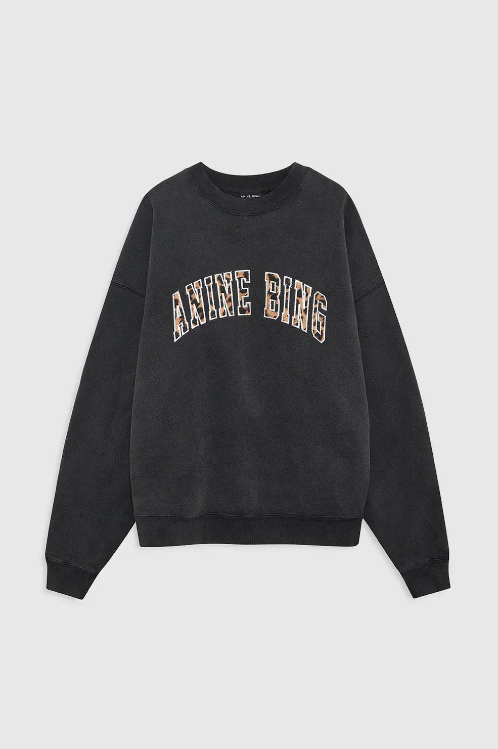 Anine Bing Sweaters Miles Sweatshirt Anine Bing Leopard - Washed Black