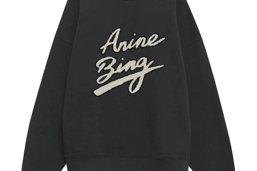 Anine Bing Sweaters Miles Sweatshirt Chenille Signature - Black