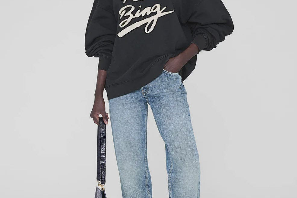 Anine Bing Sweaters Miles Sweatshirt Chenille Signature - Black