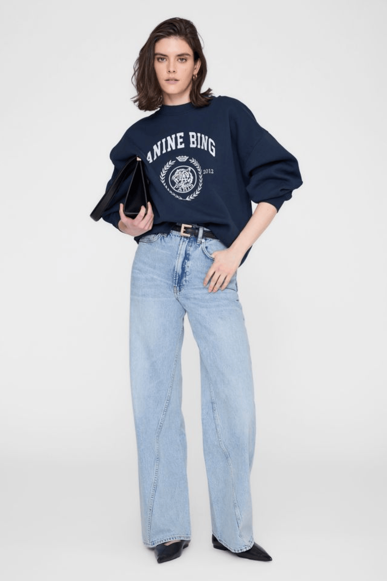 Anine Bing Sweaters Miles Sweatshirt Collegiate - Dark Navy