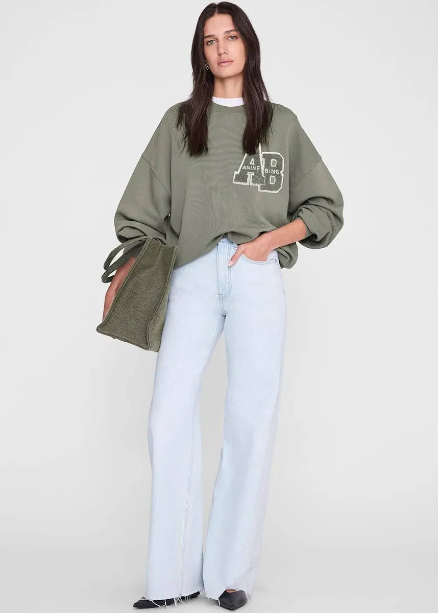 Anine Bing Sweaters Miles Sweatshirt Letterman - Sage