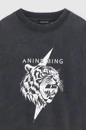 Anine Bing Sweaters Miles Sweatshirt Tiger - Vintage Black