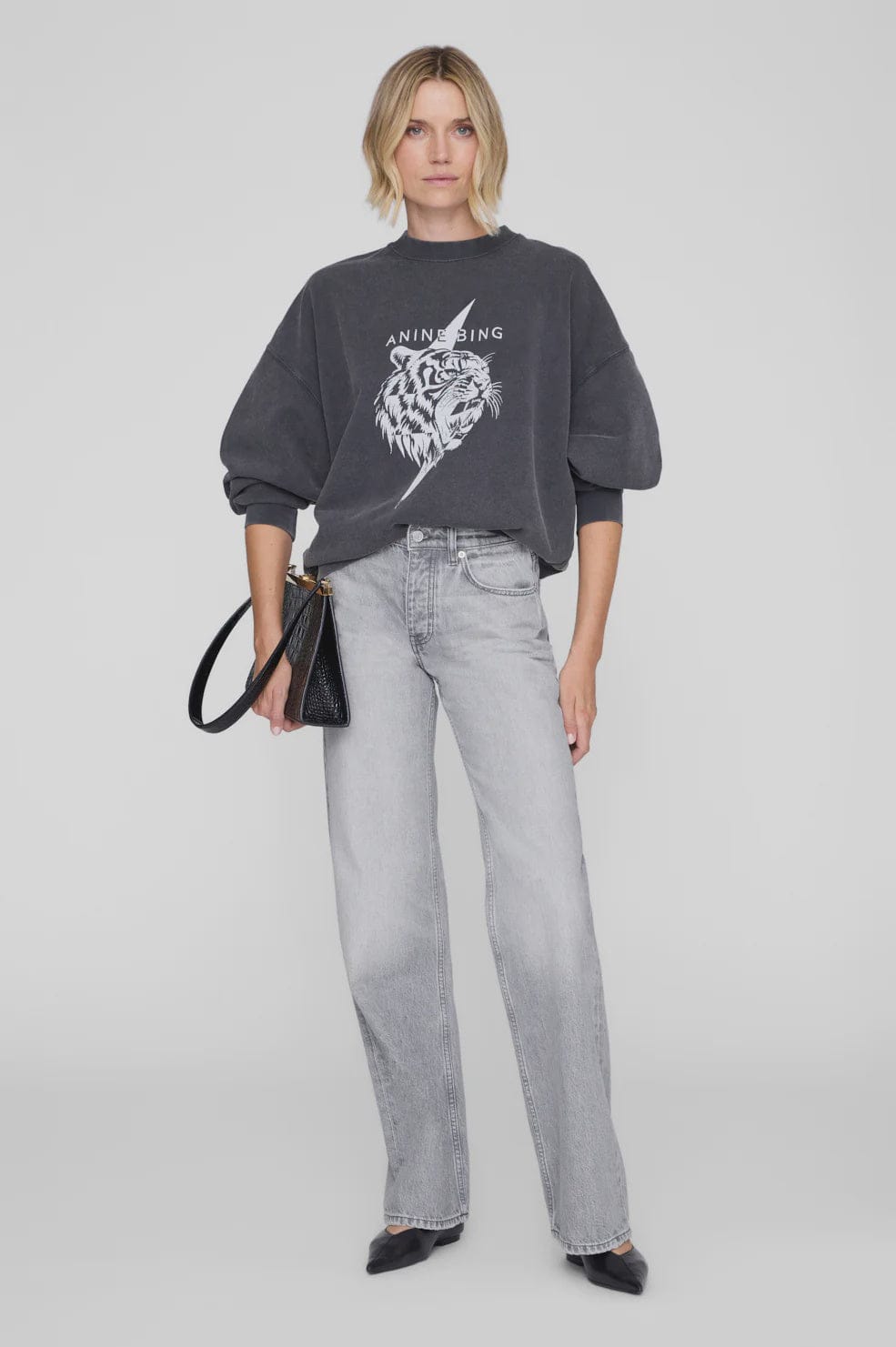 Anine Bing Sweaters Miles Sweatshirt Tiger - Vintage Black