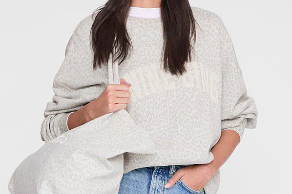Anine Bing Sweaters Miles Sweatshirt - Washed White Leopard