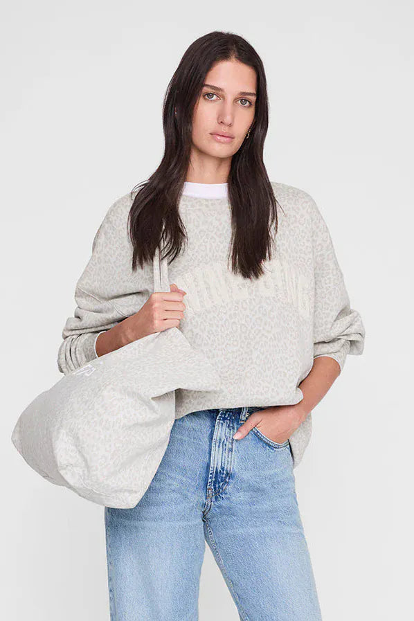 Anine Bing Sweaters Miles Sweatshirt - Washed White Leopard