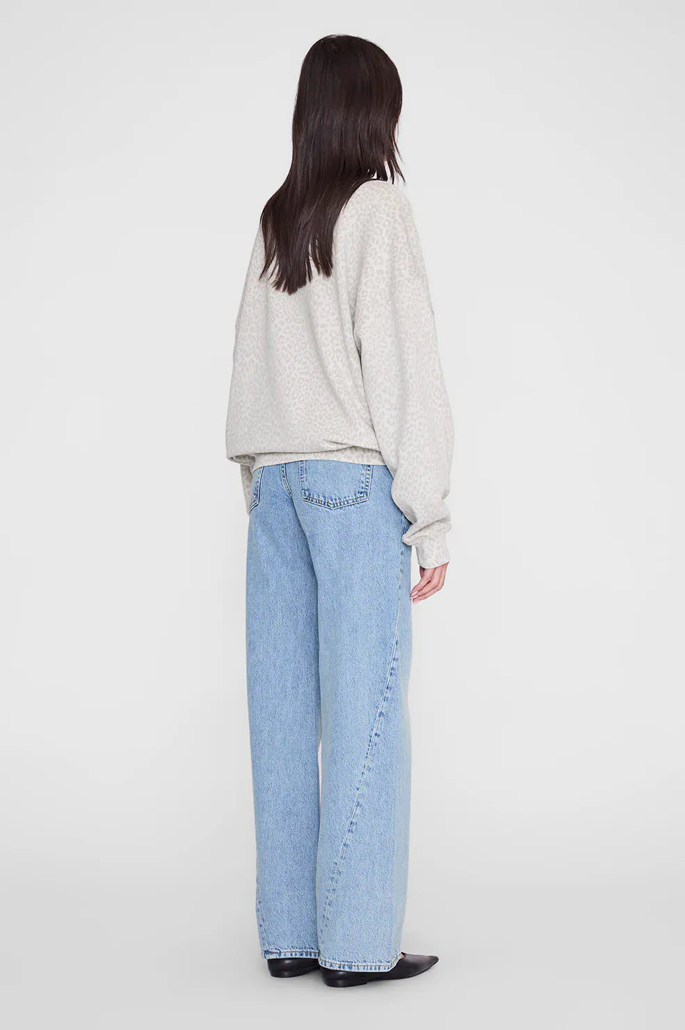 Anine Bing Sweaters Miles Sweatshirt - Washed White Leopard