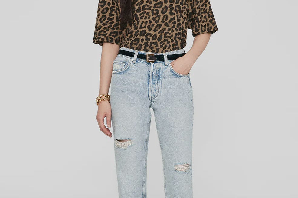 Anine Bing Tees Anine Bing | Avi Tee - Black & Brown Leopard *Pre-order*