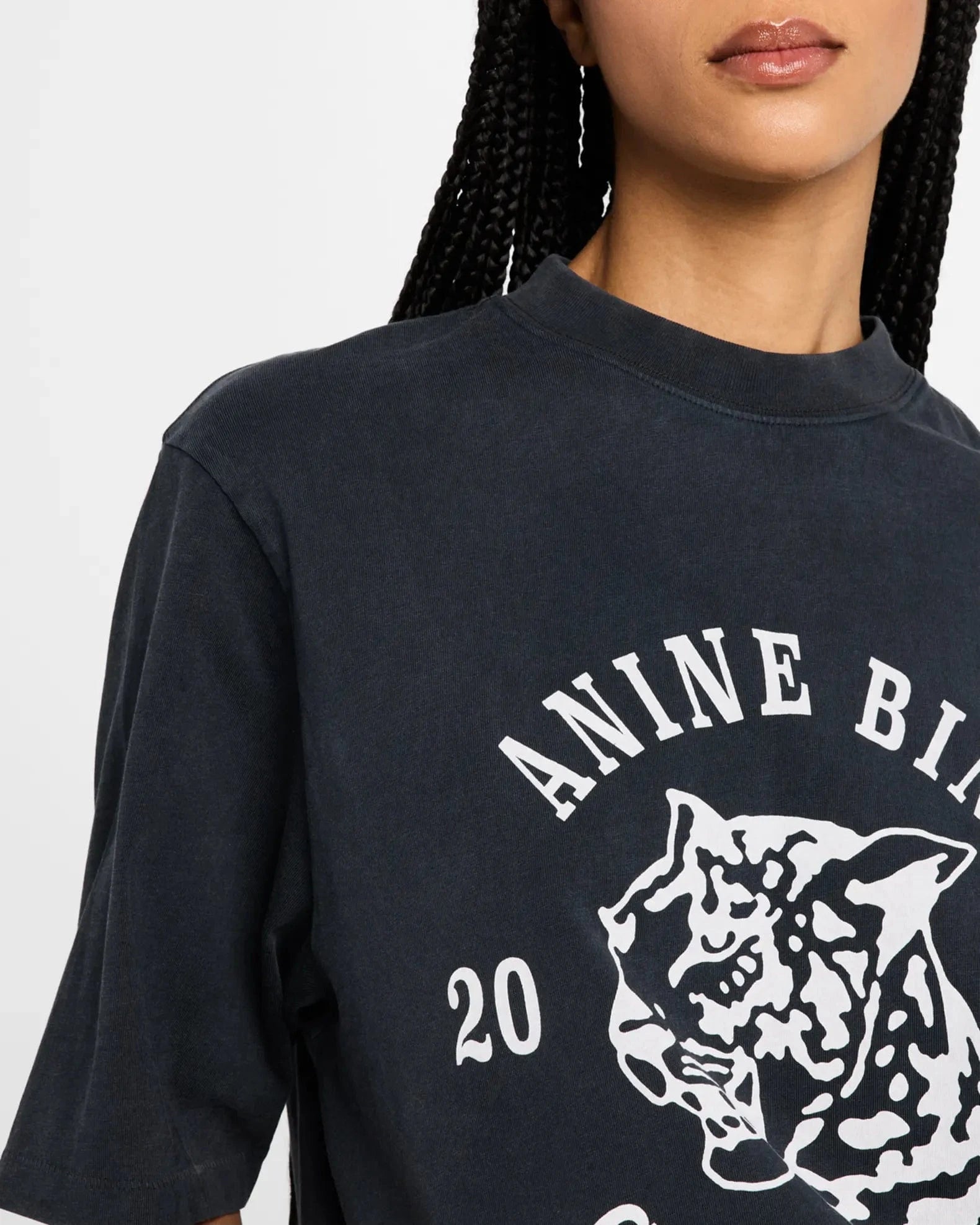 Anine Bing Tees Anine Bing | Avi Tee Collegiate Leopard - Washed Charcoal