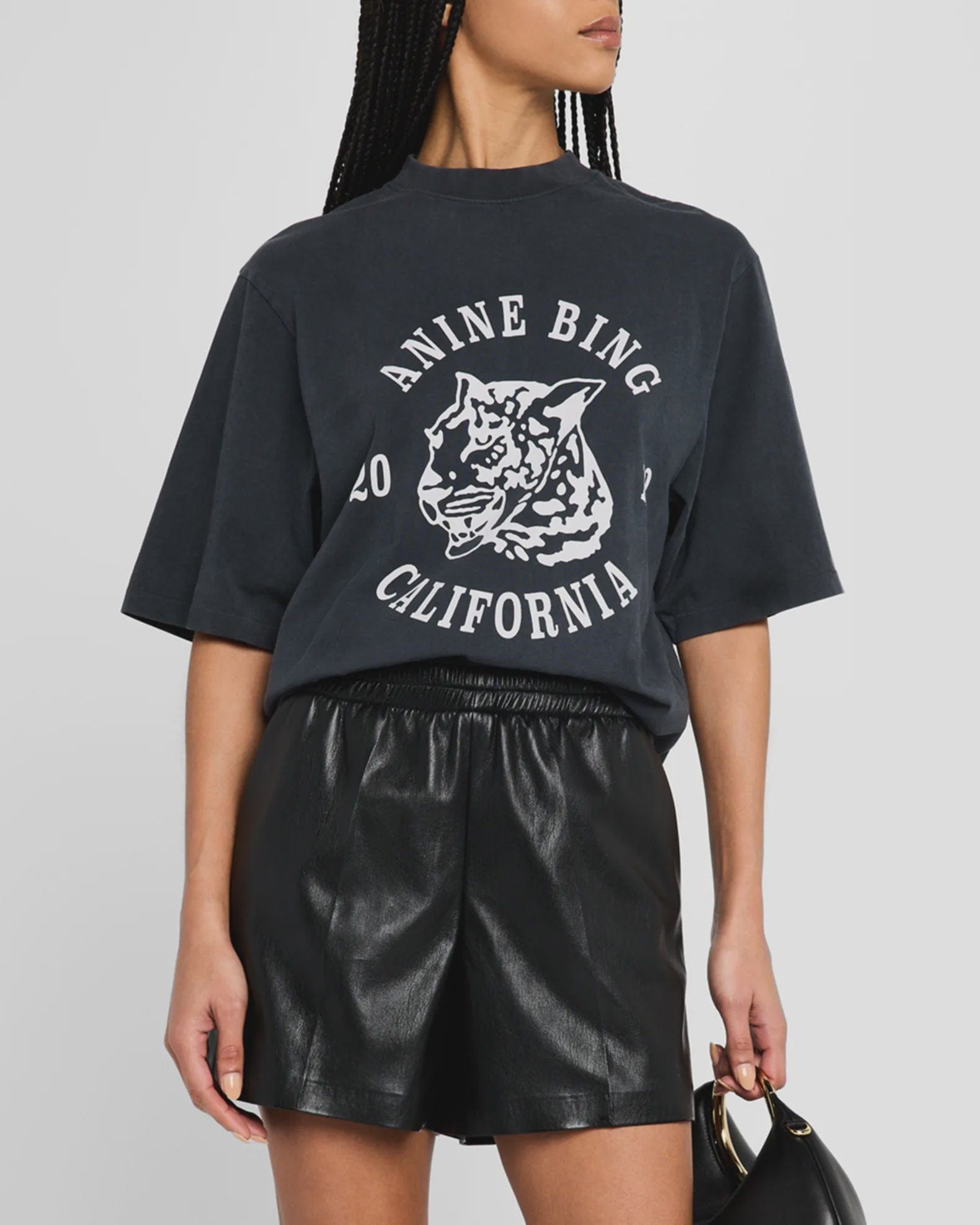 Anine Bing Tees Anine Bing | Avi Tee Collegiate Leopard - Washed Charcoal