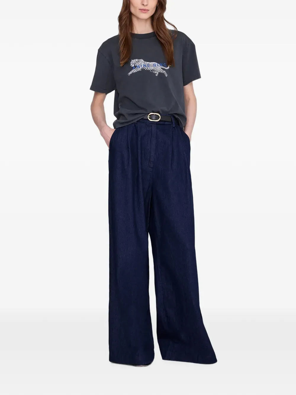 Anine Bing Tees Cade Tee Leopard - Washed Black