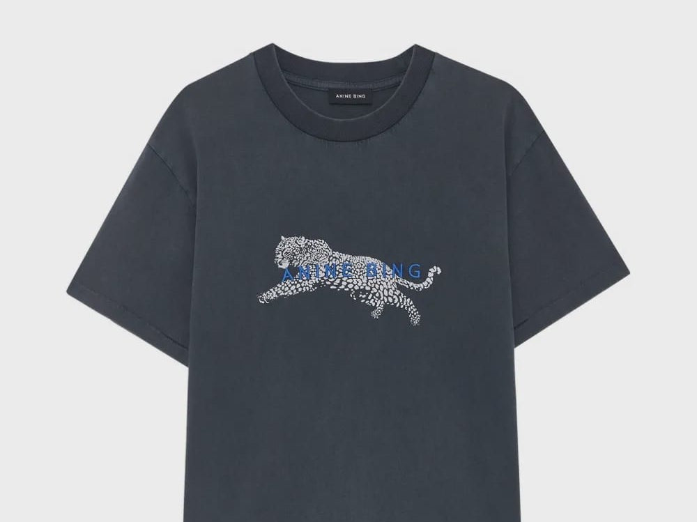 Anine Bing Tees Cade Tee Leopard - Washed Black