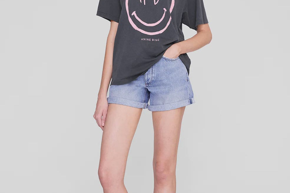 Anine Bing Tees Cade Tee Smiley - Washed Grey