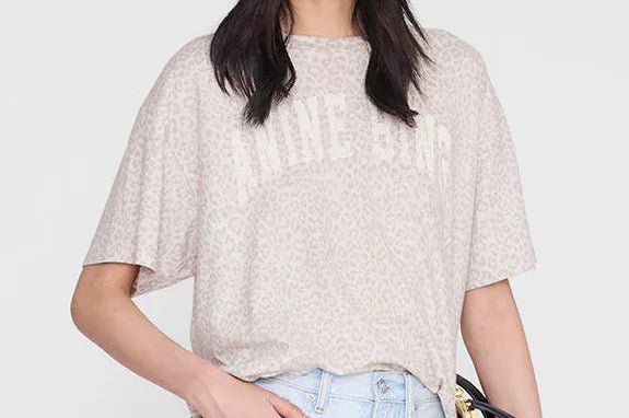 Anine Bing Tees Cade Tee - Washed White Leopard