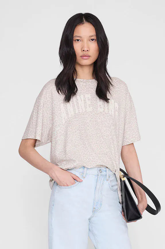 Anine Bing Tees Cade Tee - Washed White Leopard