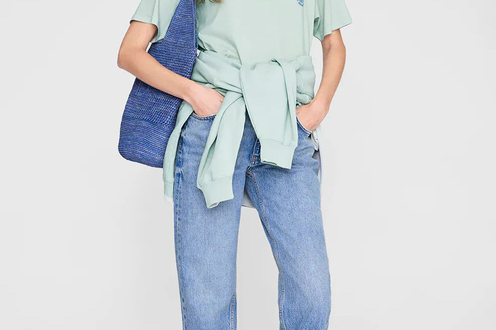 Anine Bing Tees Cade Tee Wave - Washed Seafoam