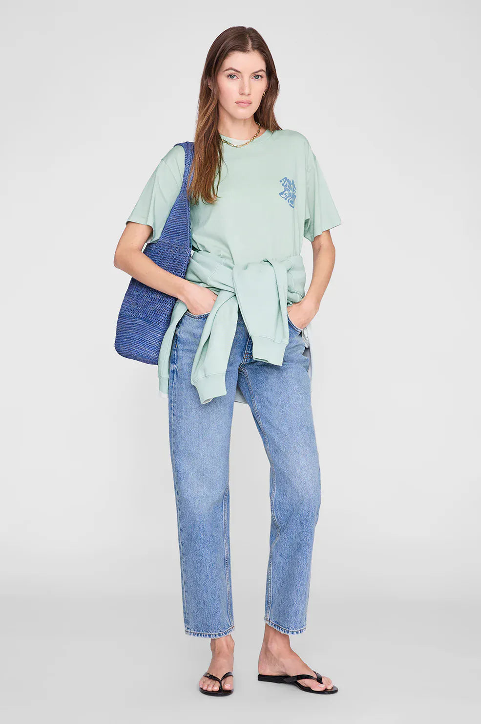 Anine Bing Tees Cade Tee Wave - Washed Seafoam