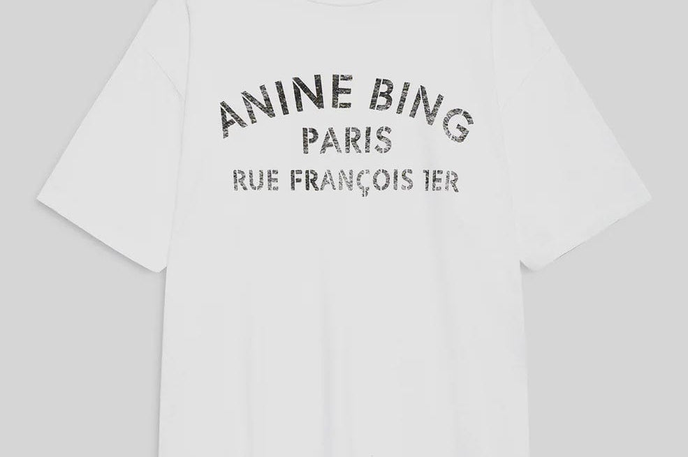 Anine Bing Tees Cohen Tee Paris Stencil - Ivory